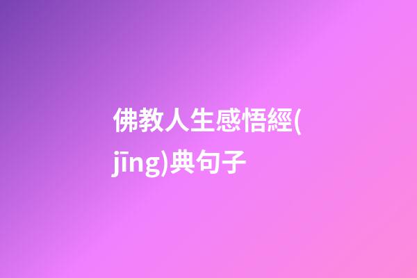佛教人生感悟經(jīng)典句子