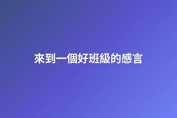 來到一個好班級的感言