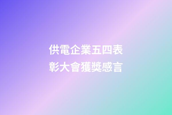 供電企業五四表彰大會獲獎感言