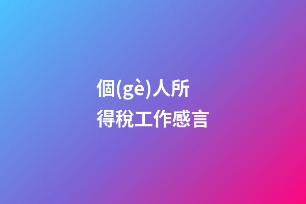 個(gè)人所得稅工作感言