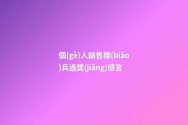 個(gè)人銷售標(biāo)兵過獎(jiǎng)感言