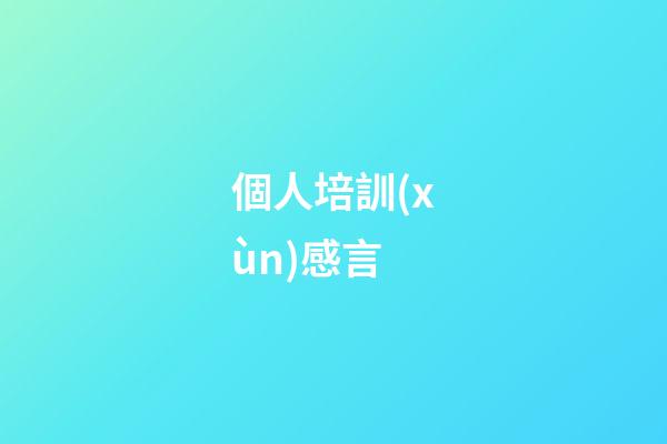 個人培訓(xùn)感言