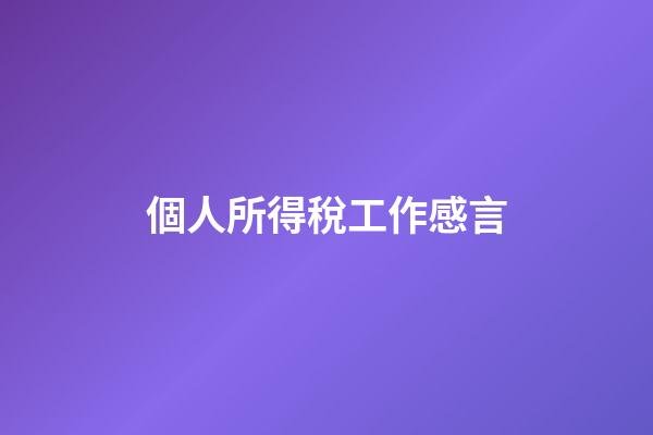 個人所得稅工作感言