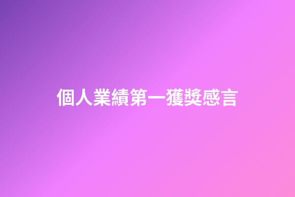個人業績第一獲獎感言