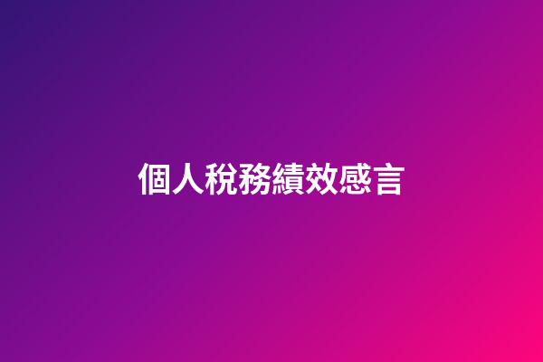 個人稅務績效感言