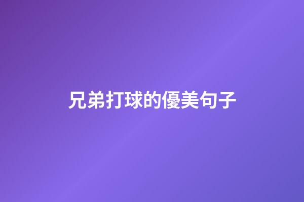 兄弟打球的優美句子