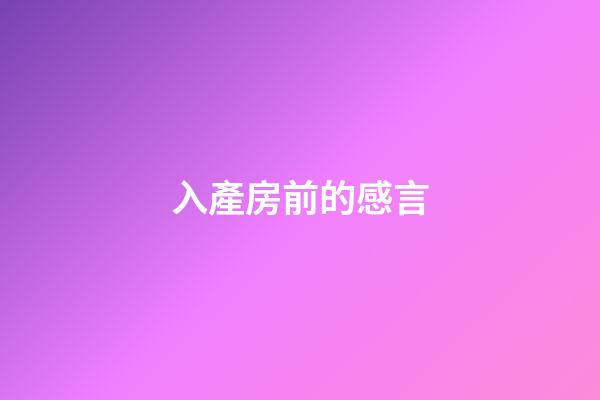 入產房前的感言