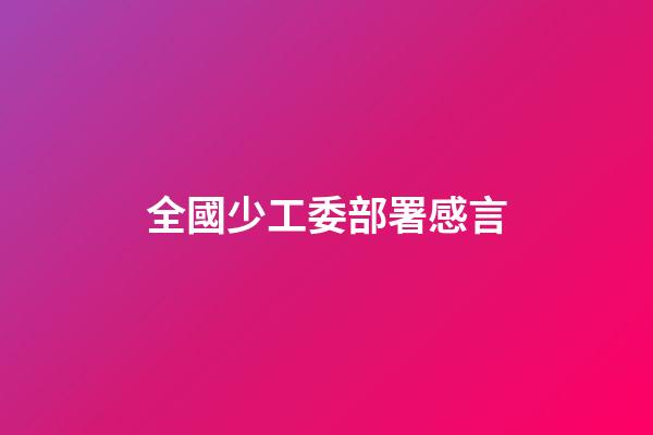 全國少工委部署感言