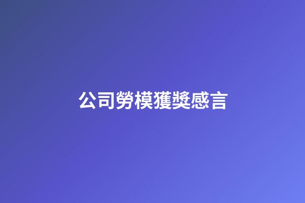 公司勞模獲獎感言