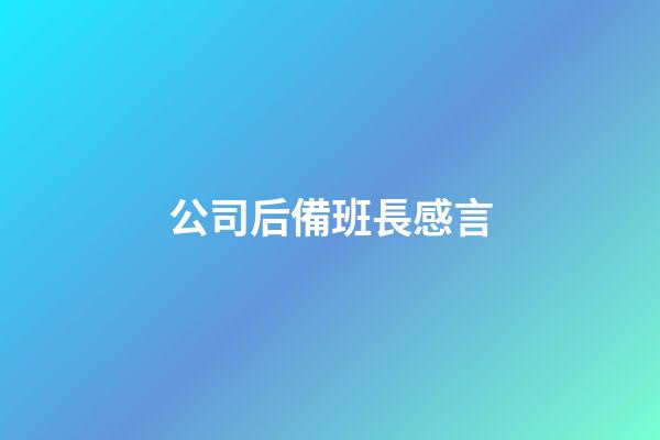 公司后備班長感言