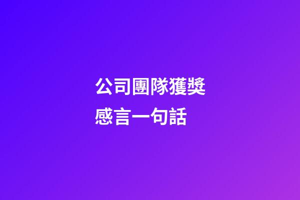 公司團隊獲獎感言一句話