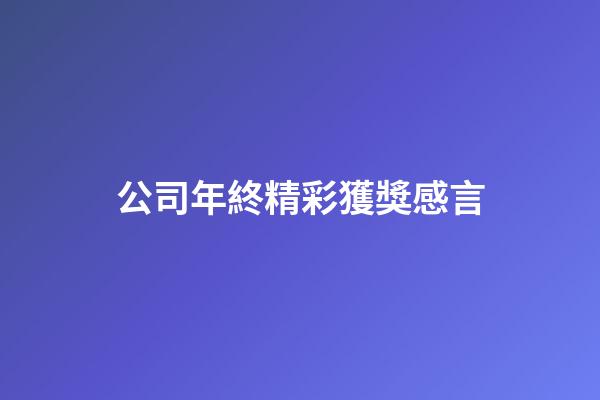 公司年終精彩獲獎感言