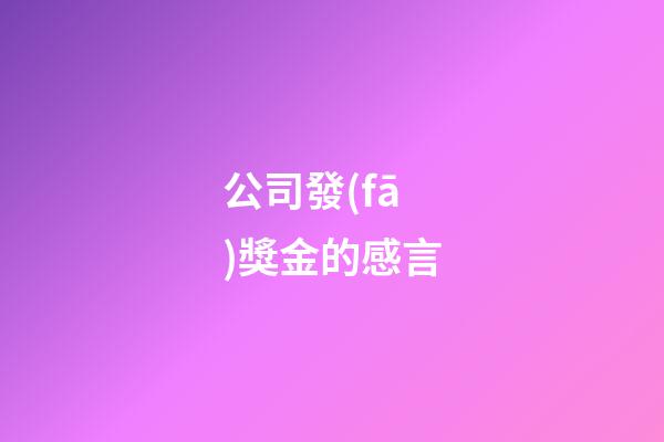 公司發(fā)獎金的感言