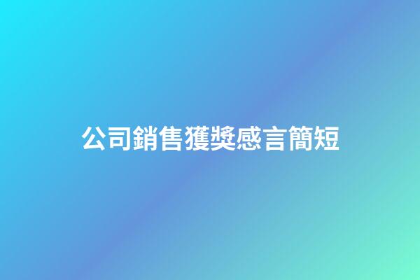 公司銷售獲獎感言簡短