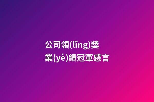 公司領(lǐng)獎業(yè)績冠軍感言