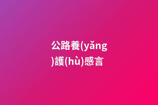 公路養(yǎng)護(hù)感言