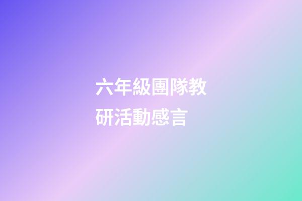 六年級團隊教研活動感言
