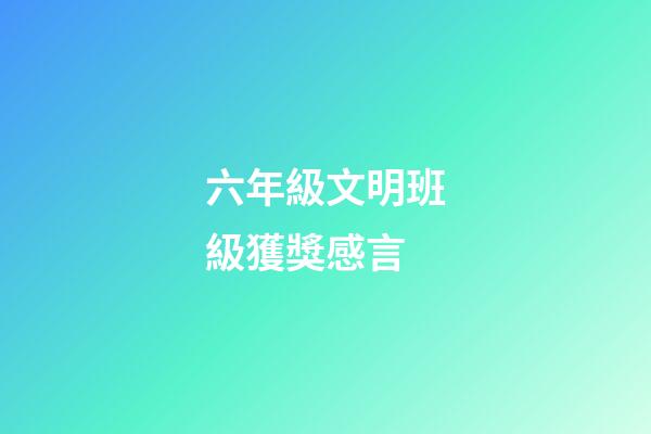 六年級文明班級獲獎感言