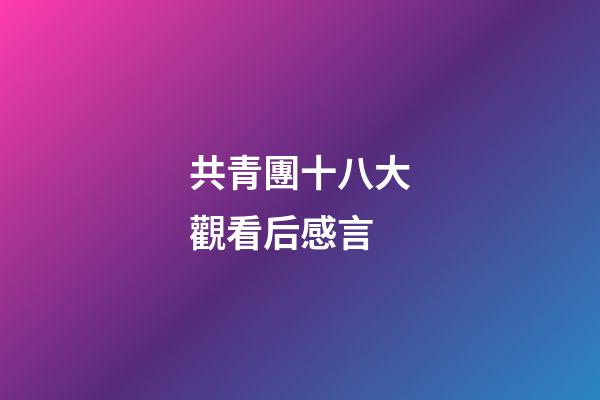 共青團十八大觀看后感言