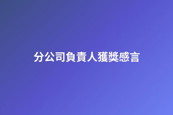 分公司負責人獲獎感言