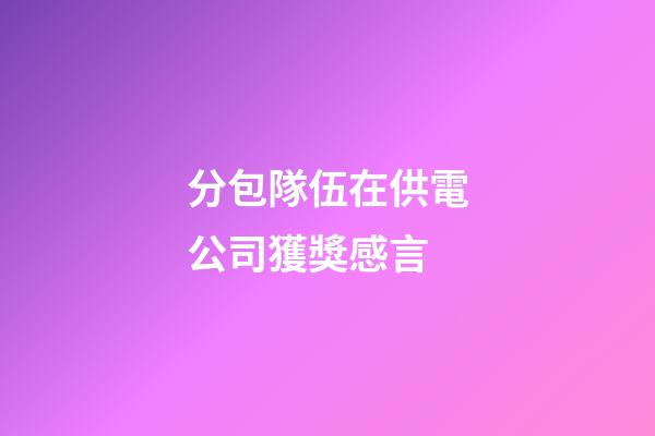 分包隊伍在供電公司獲獎感言
