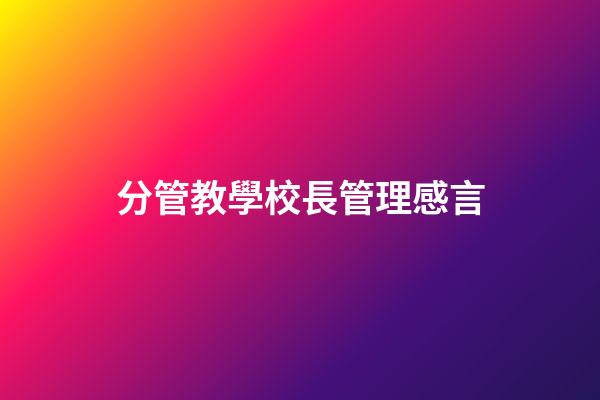 分管教學校長管理感言
