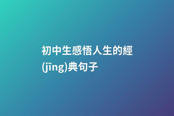 初中生感悟人生的經(jīng)典句子