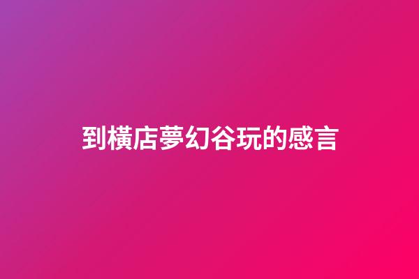 到橫店夢幻谷玩的感言