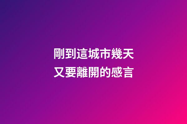 剛到這城市幾天又要離開的感言