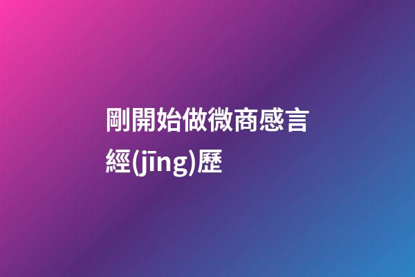 剛開始做微商感言經(jīng)歷