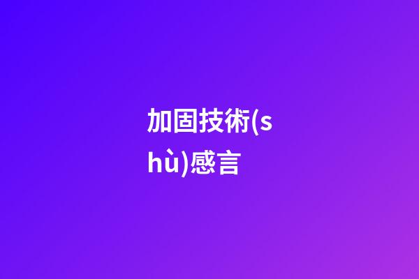 加固技術(shù)感言