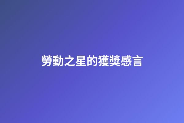 勞動之星的獲獎感言