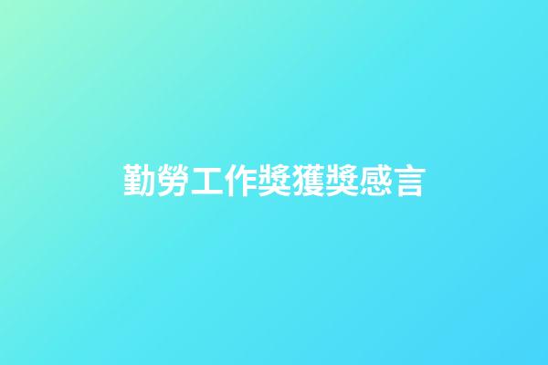 勤勞工作獎獲獎感言