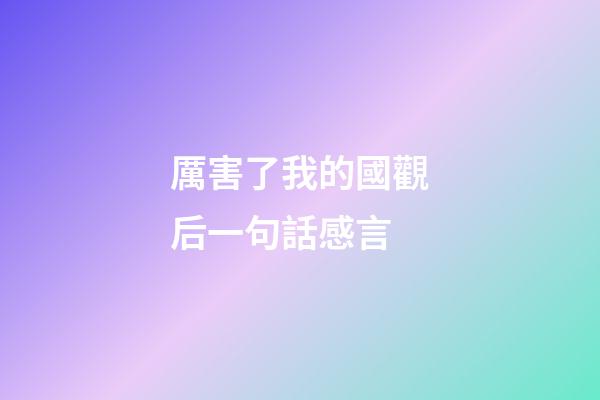 厲害了我的國觀后一句話感言