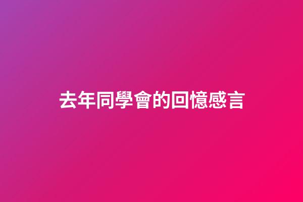去年同學會的回憶感言