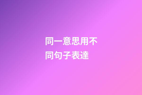 同一意思用不同句子表達