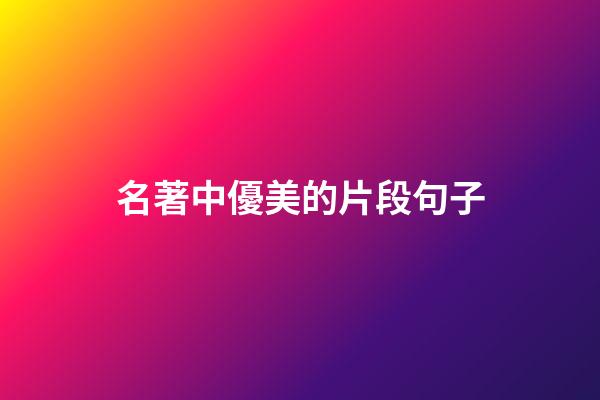 名著中優美的片段句子