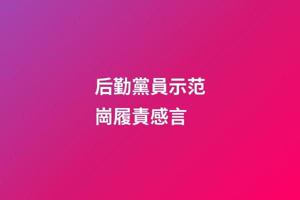 后勤黨員示范崗履責感言