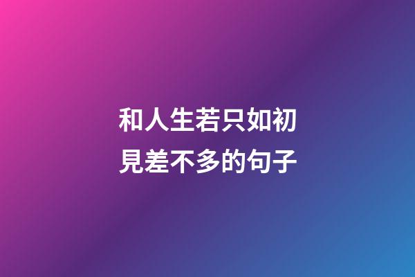 和人生若只如初見差不多的句子