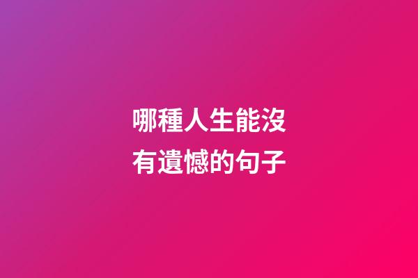 哪種人生能沒有遺憾的句子