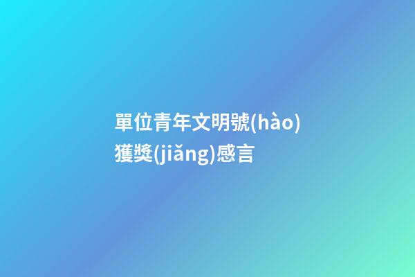 單位青年文明號(hào)獲獎(jiǎng)感言