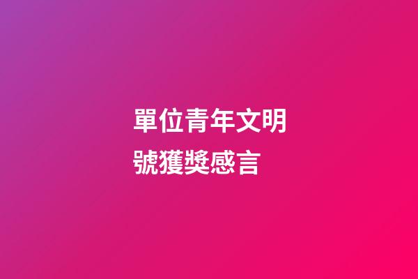 單位青年文明號獲獎感言