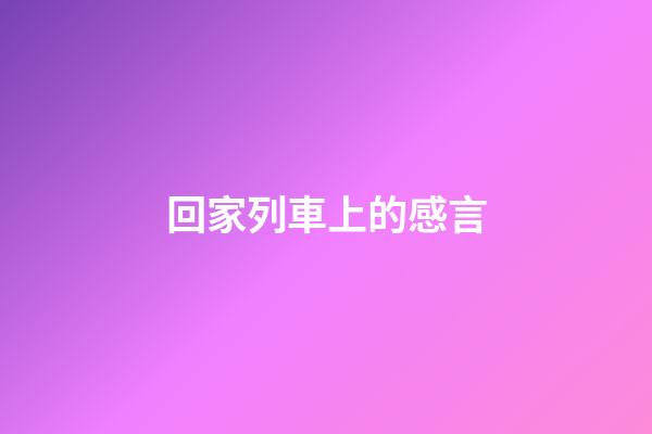 回家列車上的感言