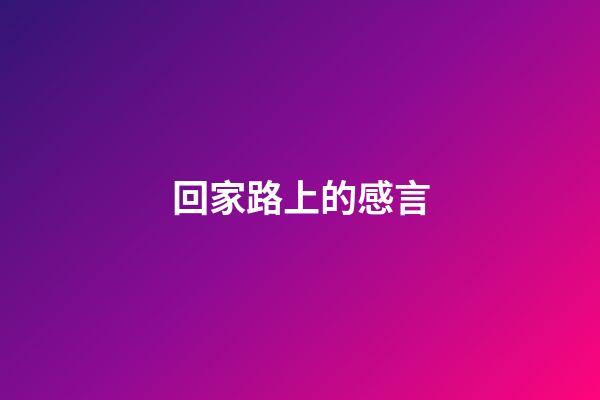 回家路上的感言