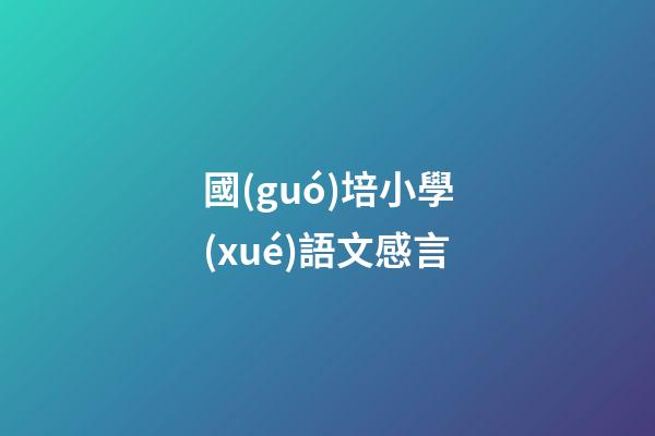 國(guó)培小學(xué)語文感言