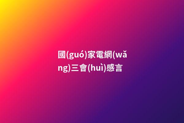 國(guó)家電網(wǎng)三會(huì)感言