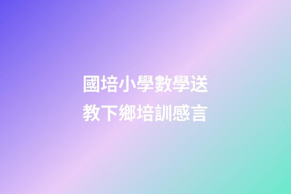 國培小學數學送教下鄉培訓感言