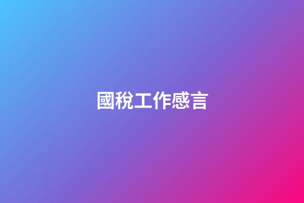 國稅工作感言