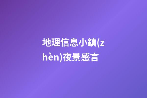 地理信息小鎮(zhèn)夜景感言