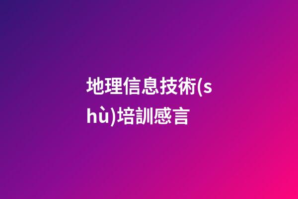地理信息技術(shù)培訓感言